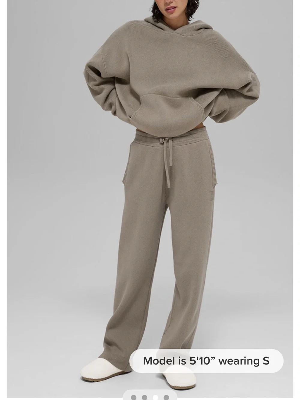 Alo Yoga Scholar Hooded Sweater and Straight leg sweatpants knitted -Light Cocoa